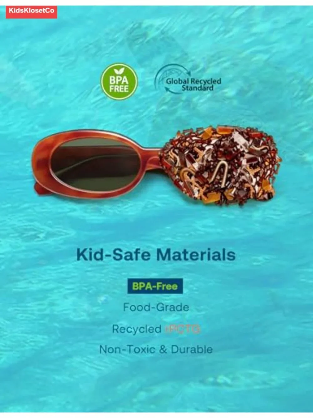 Kids Polarized Sunglasses Recycled Plastic Frame UV Protection Oval Retro